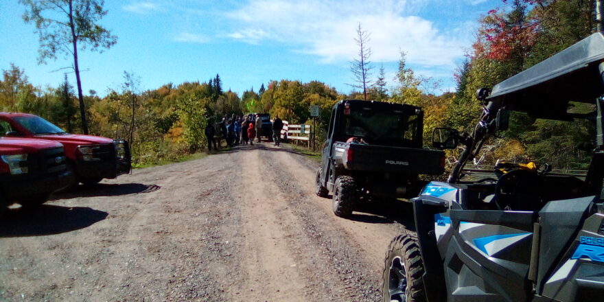 ORV meeting on trestle bridge with DNR guides.