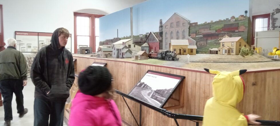 Quincy mine model of village and mine train.